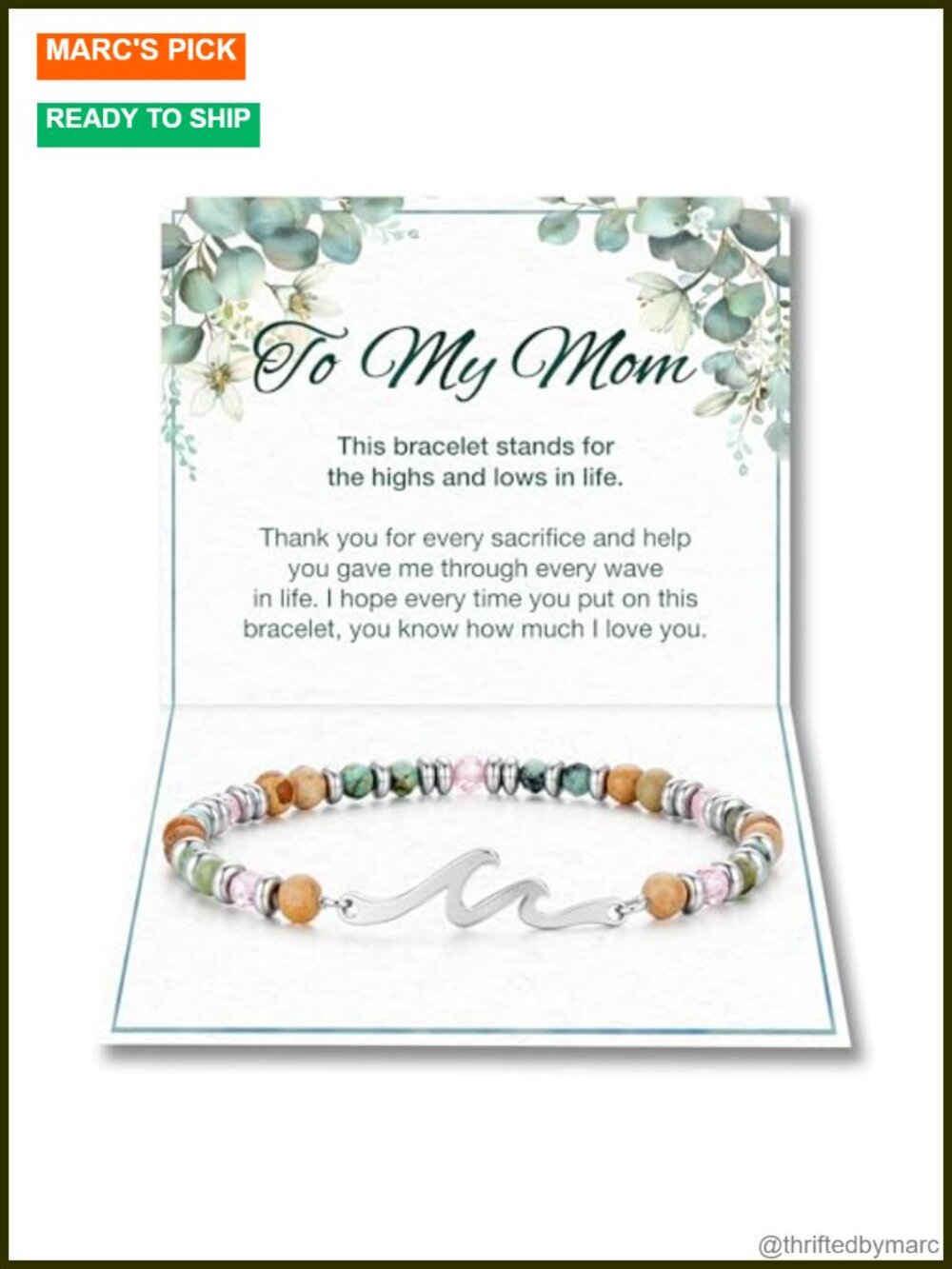 Beaded Stretch Bracelet W Natural Stones 14k White Gold Plated Gift